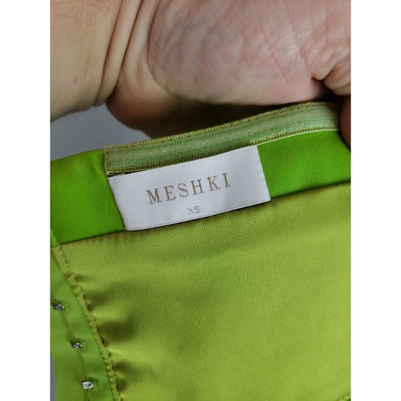 Meshki Vegan Leather Cut Out Strapless Crop Top Green Size X-Small - Picture 6 of 9